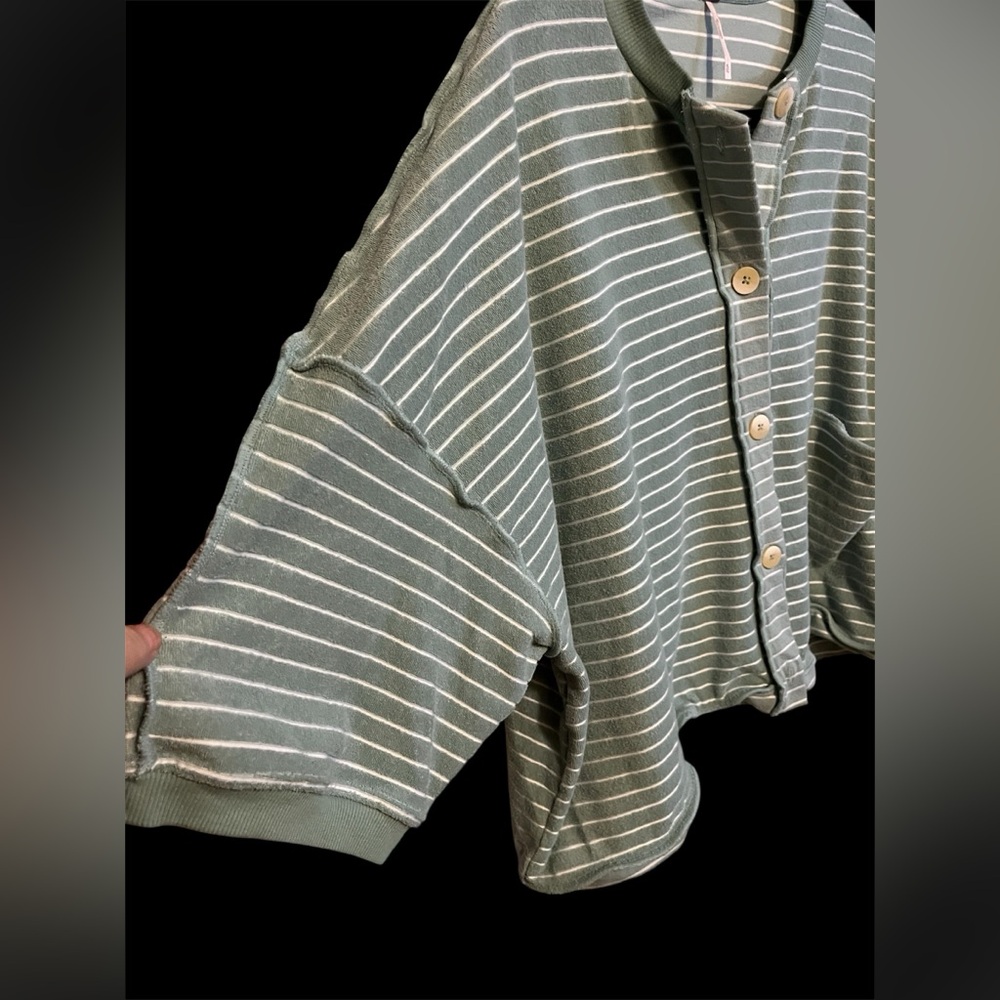 FREE PEOPLE MATILDA STRIPED TERRY CARDIGAN - Picture 4 of 16